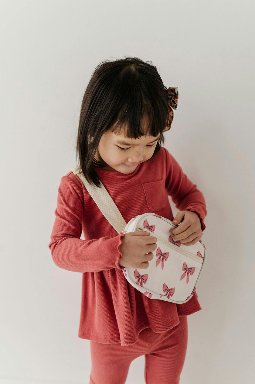 Girls Mini Belt Bag in Rose Elegance Bows