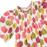 Girls Puff Sleeve Stevie- Pink Delicious Apples