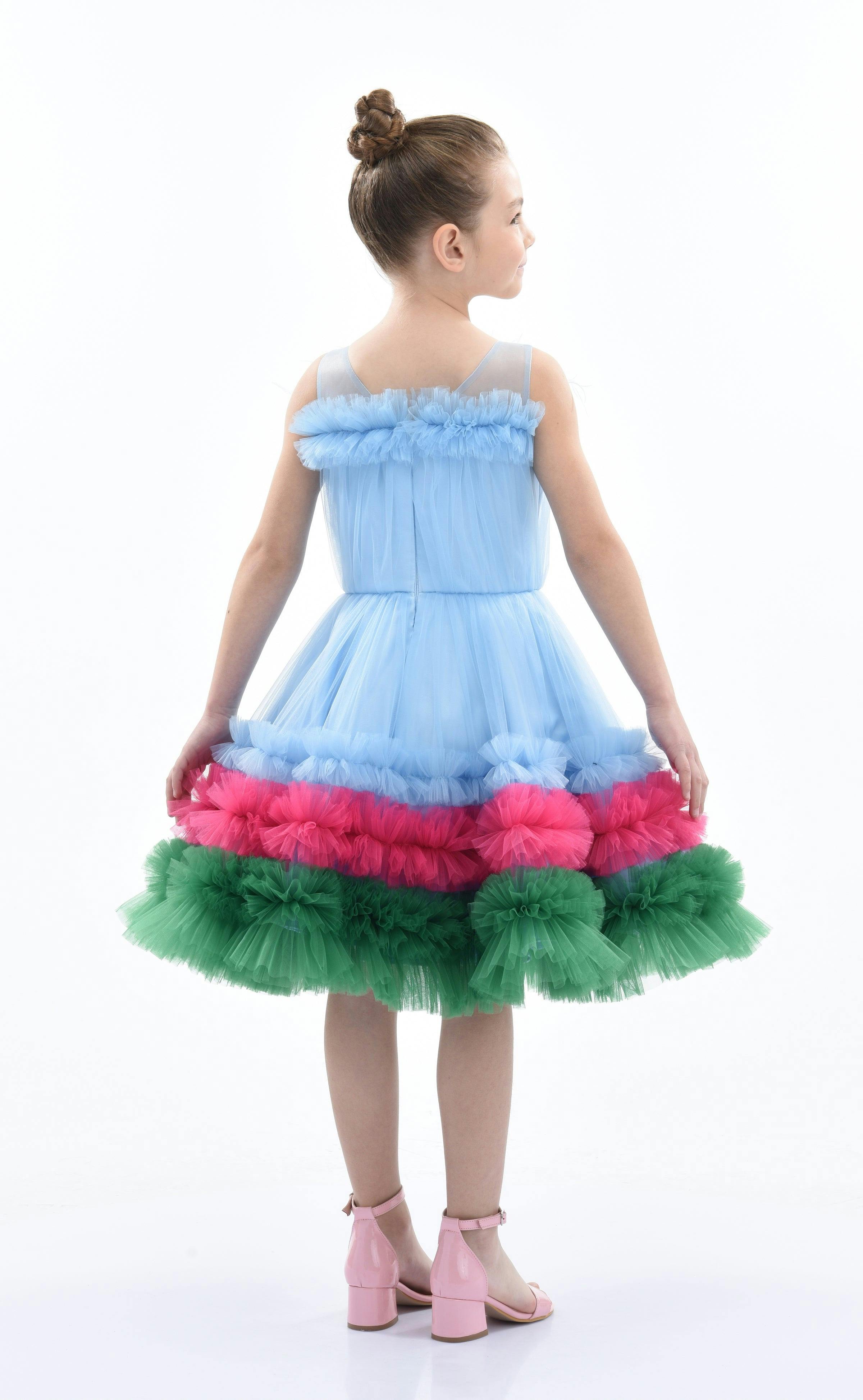 Blue Granada Ruffle Tulle Dress