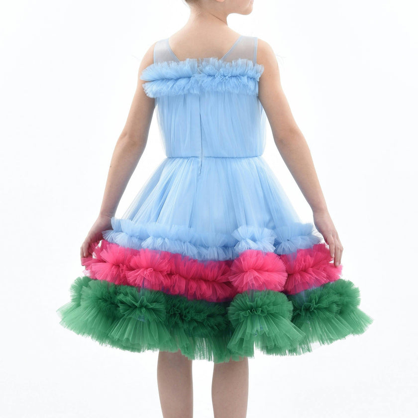 Blue Granada Ruffle Tulle Dress