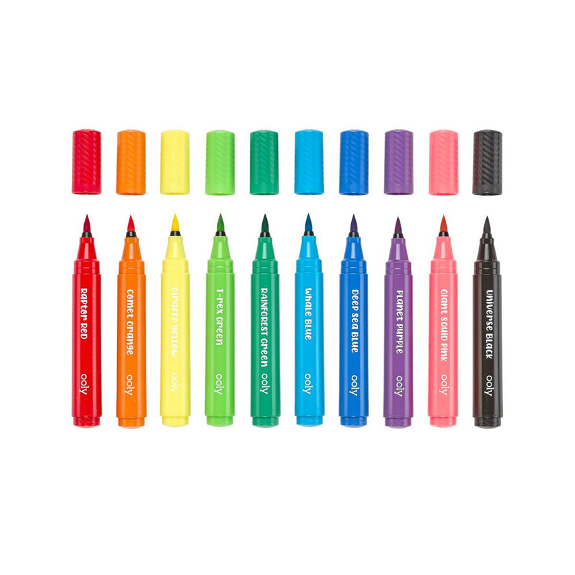 Big Bright Brush Markers - Easy Grip - Set of 10