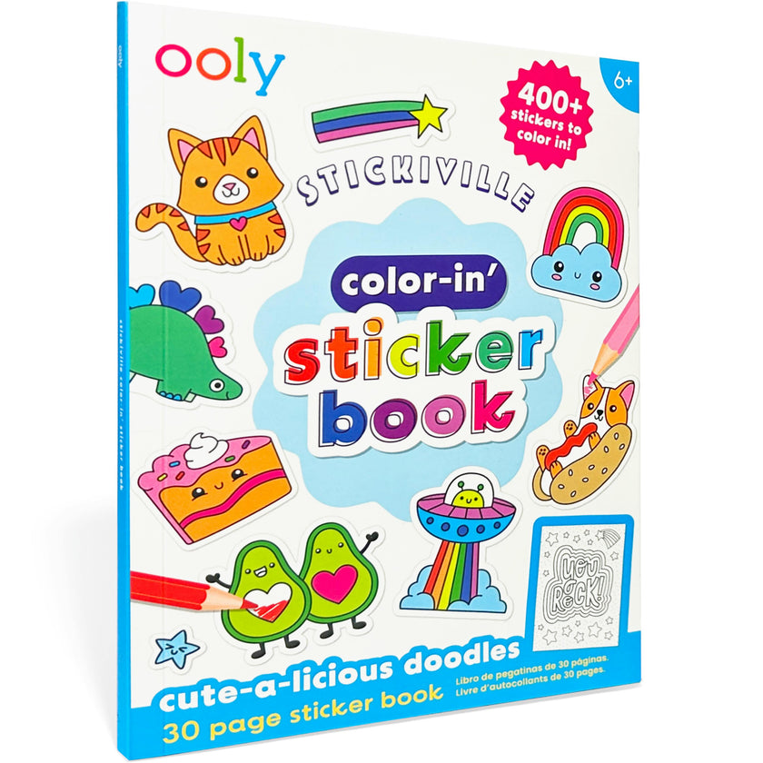 Stickiville Color-In' Sticker Book - Cute-A-Licious Doodles - 400+ Stickers