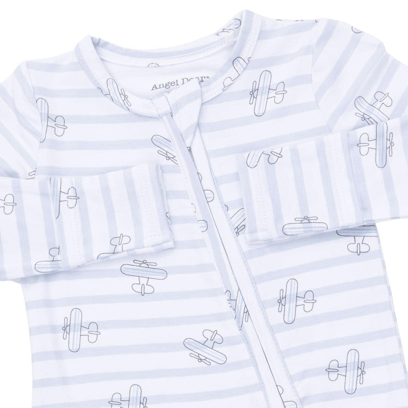Airplane Stripe - 2 Way Zipper Footie