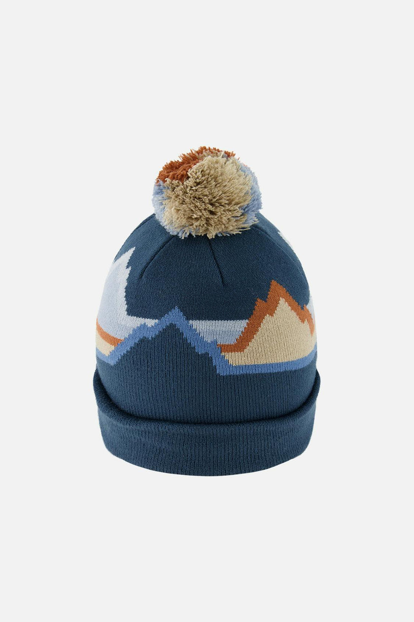 Winter Knit Hat With Pompom Blue Mountain Jacquard