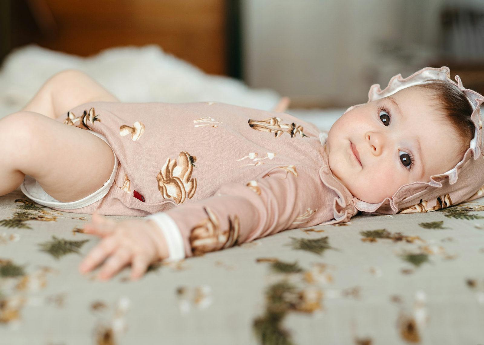 Mushroom Organic Cotton Ruffle Long Sleeve One Piece