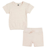 Stripe Rib Short Two Piece Set