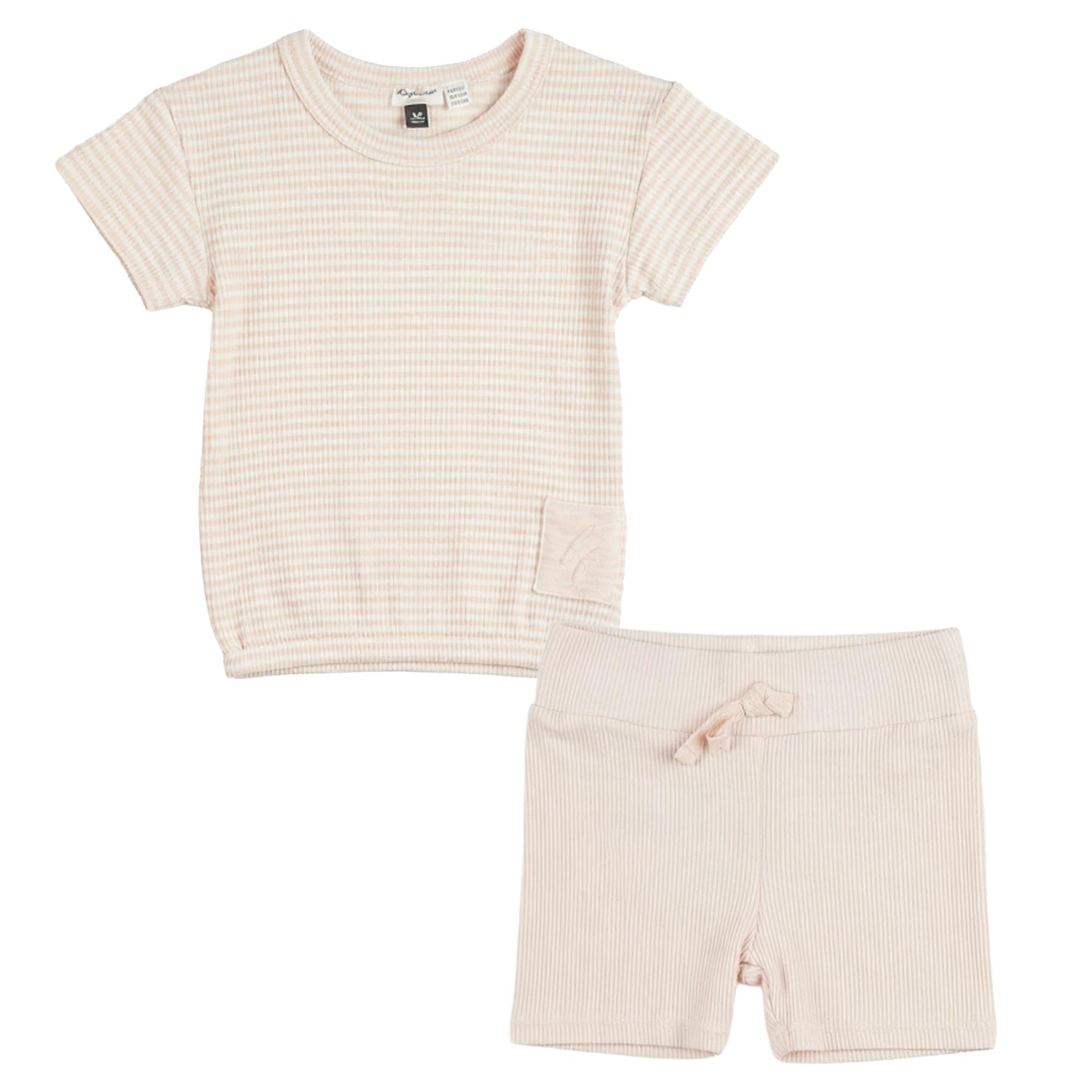 Stripe Rib Short Two Piece Set