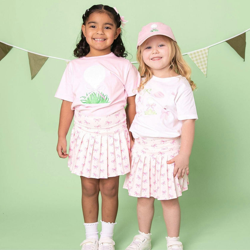 Golf Tee Bow Patch Short Sleeve T-Shirt - Ballet
