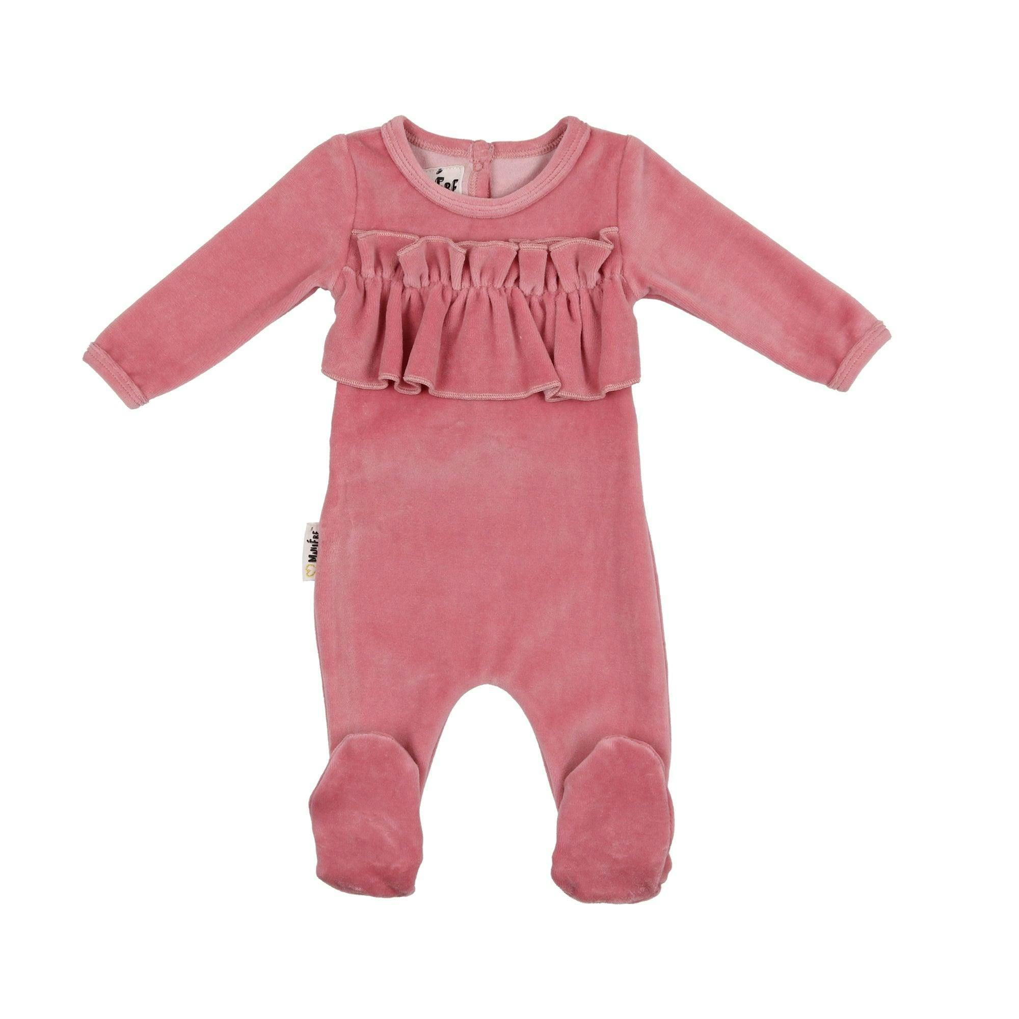 Velour Chest Ruffle Footie