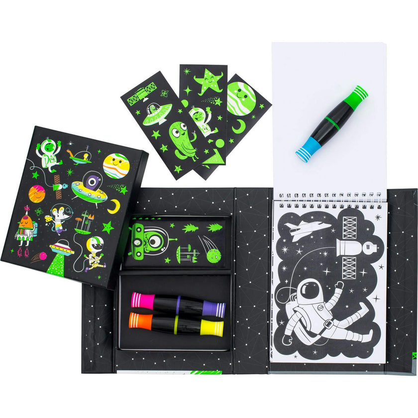Tribe: Neon Coloring Set - Outer Space Activity Set w/ Stickers