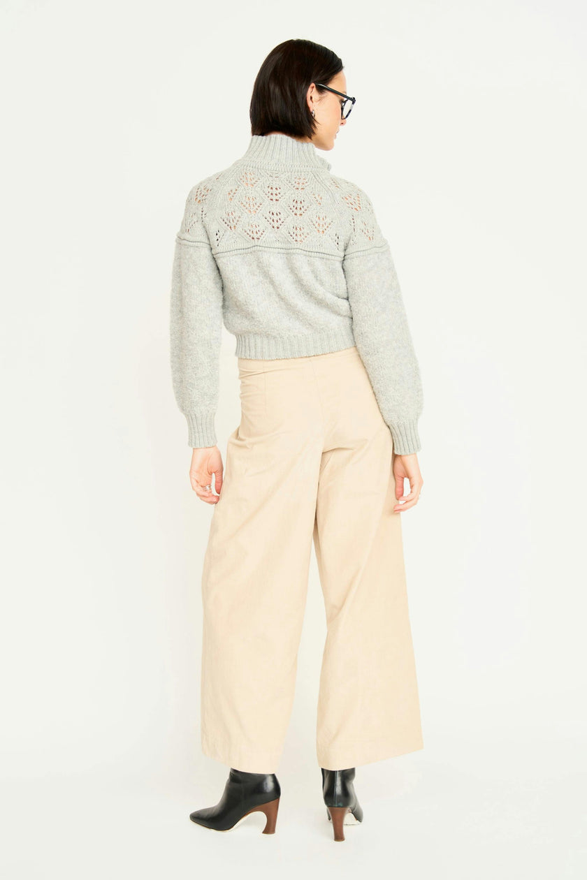 Klosters Pointelle Knit Half Zip in Feather