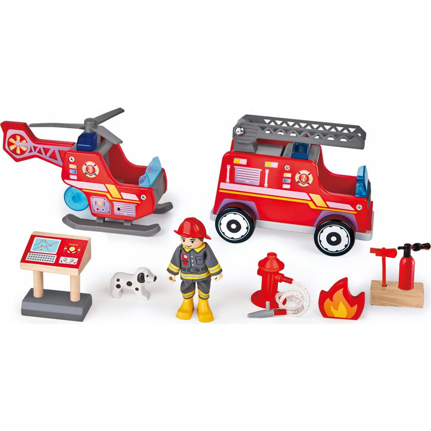 City Fire Station Dollhouse Wooden Playset