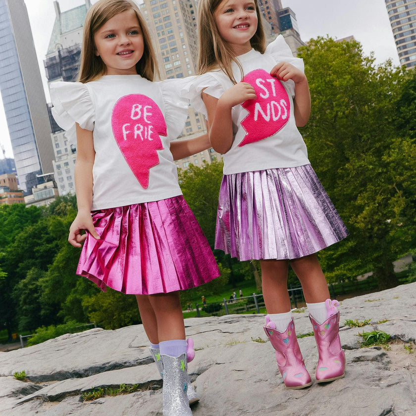 Foil Metallic Pleated Skirt