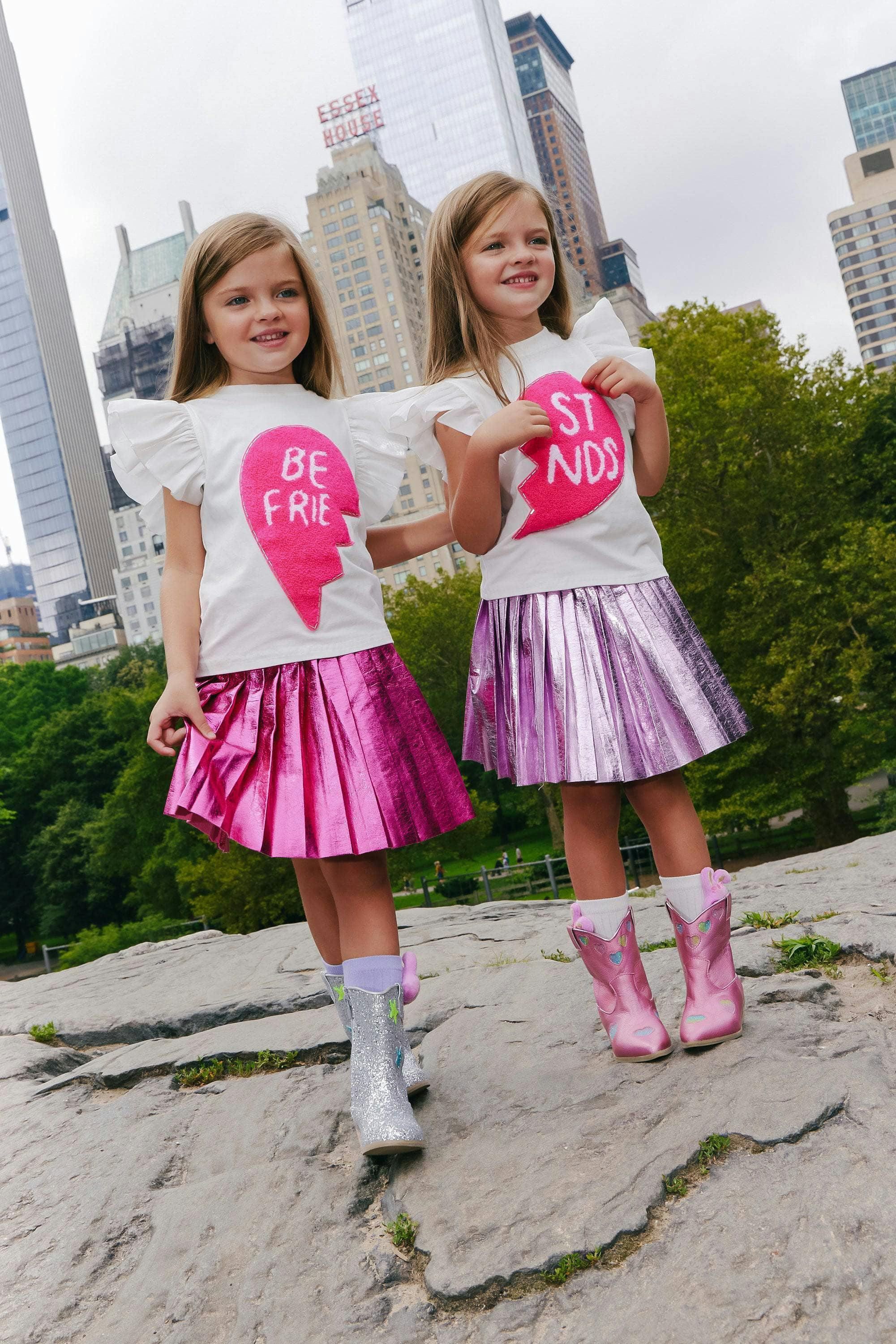 Foil Metallic Pleated Skirt