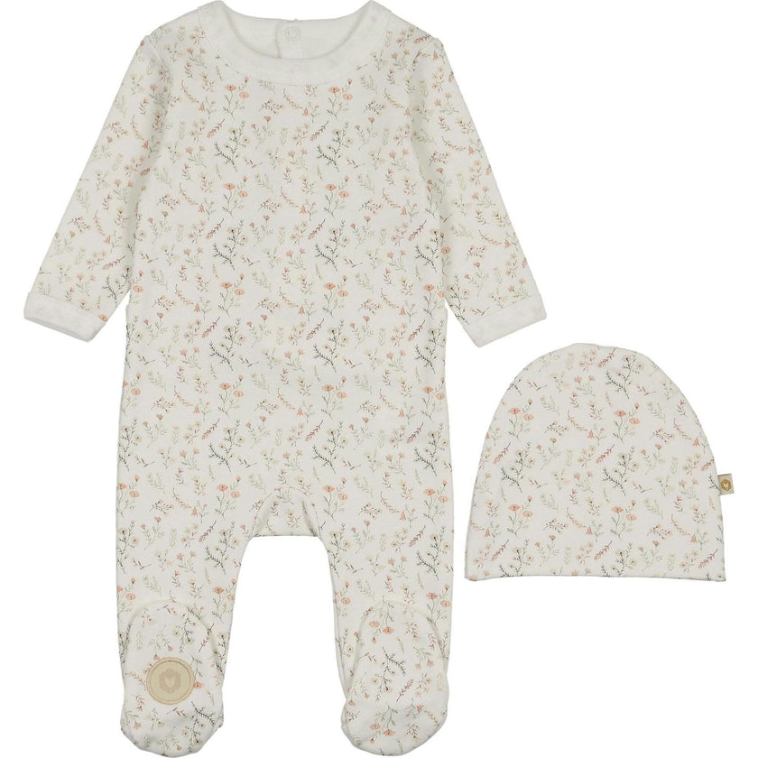 Botanical Girls Footie & Hat Set