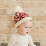 Snowfall Hat, Red and Cream