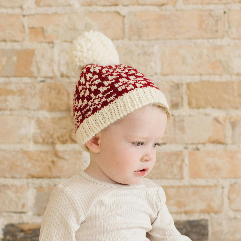 Snowfall Hat - Red and Cream