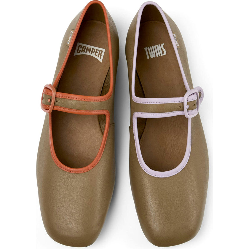 Women's Casi Myra Twins Contrast Piped Square Toes Ballerina Shoes