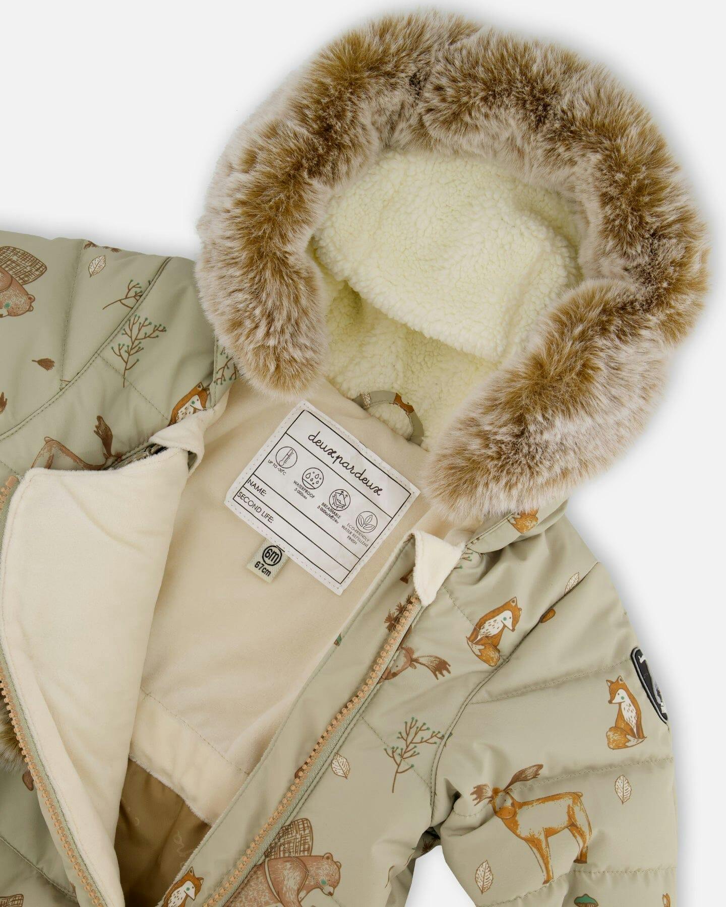 One-Piece Baby Layette Snowsuit Designed for Car Seat