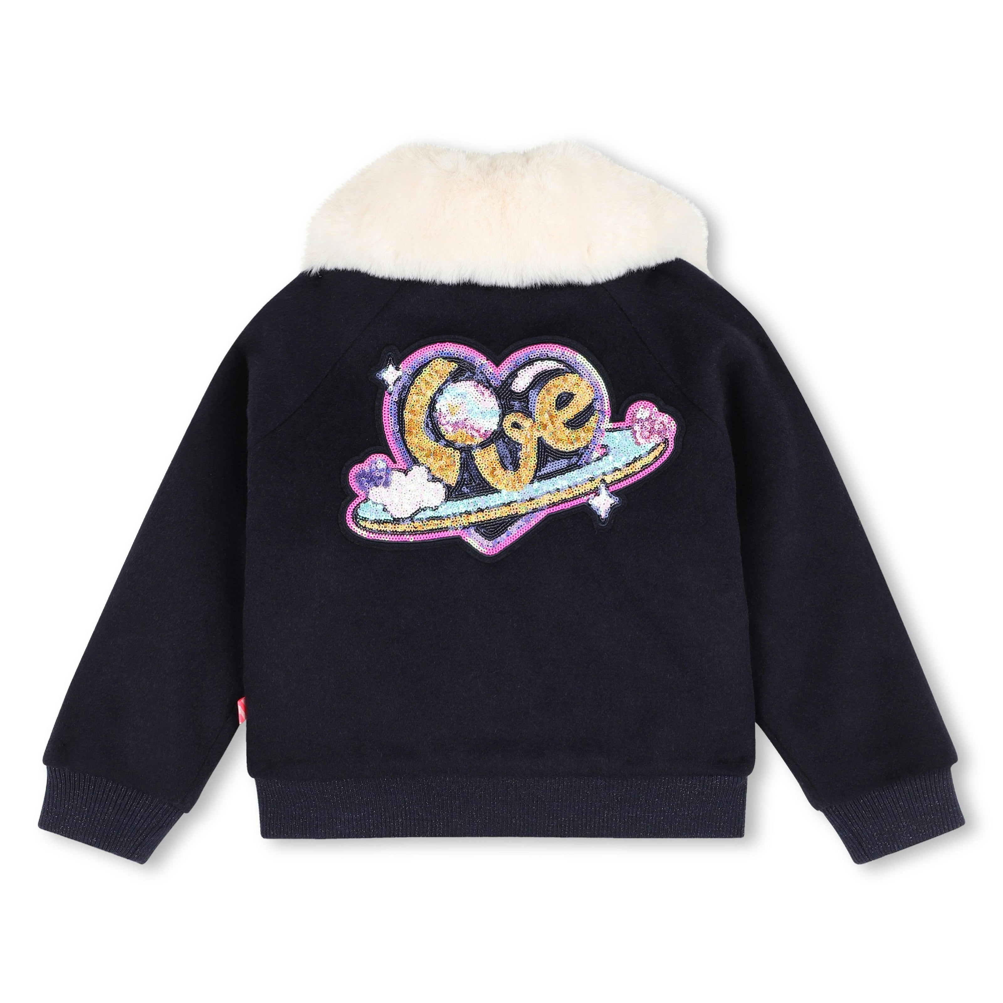 Navy Faux Fur Collar Jacket