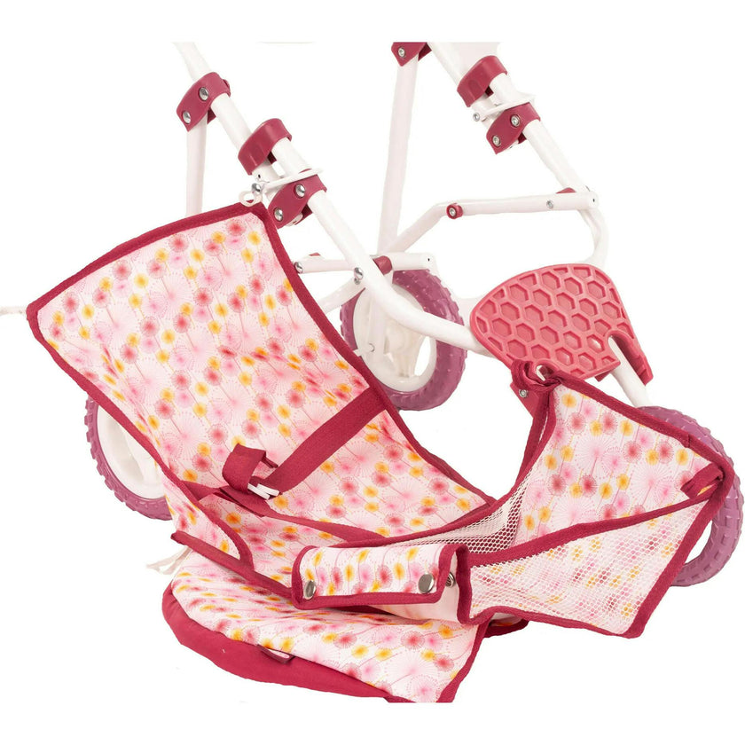 Gotz 3‑Wheel Doll Buggy "Happy Flower" – Compact Flower‑Print Doll Stroller with Sunshade