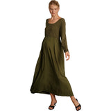 Maeve Round Neck Long Sleeve 4-Way Stretch Maternity Dress, Green