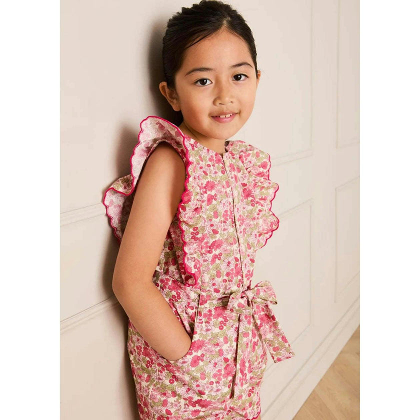 Margret Floral Ruffle Detail Playsuit in Pink (4-12yrs)