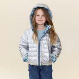 Girls Reversible Riley Jacket - Blue Vintage Butterflies