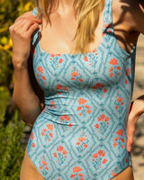 Janece Square Neck One Piece Swimsuit - Wallpaper