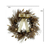 26" Gold Bow, Pinecone & Ornament Wreath Pre-Lit