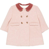 BONPOINT Moka Velvet Collar Baby Pea Coat - Delicate Pink