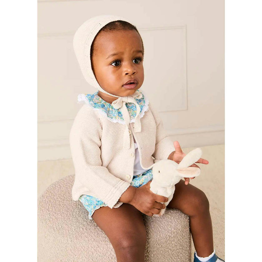Leontyne Floral Ruffle Collar Lace Detail Bodysuit in Blue Made with Liberty Fabric (1mth-3yrs)