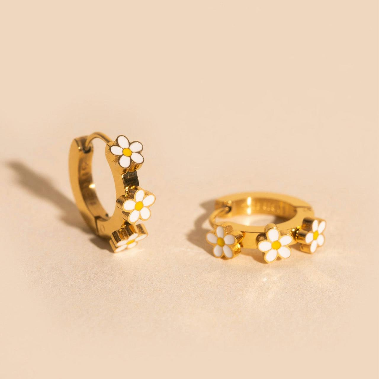 Daisy 3D Huggie Hoop Earrings