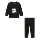 Crown Print Ribbed Elastic Waist Top and Leggings Two Piece Set
