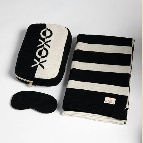 Xoxo Reversible Stripes Blanket Travel Set