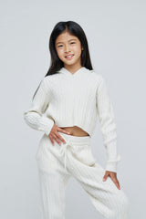 Cable Knit Cropped Hoodie