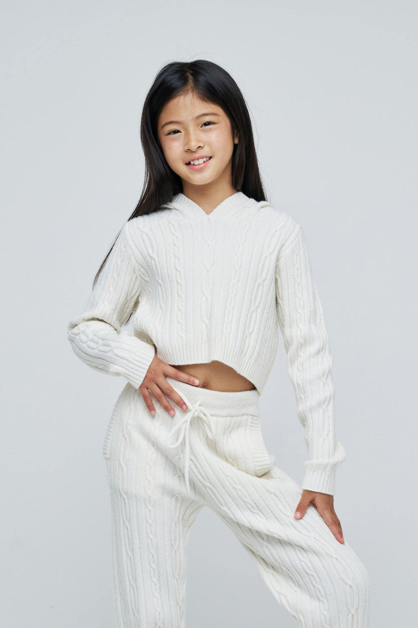 Cable Knit Cropped Hoodie