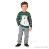 Toddler & Kids Boys Graphic Sweater | Polar Bear - Green