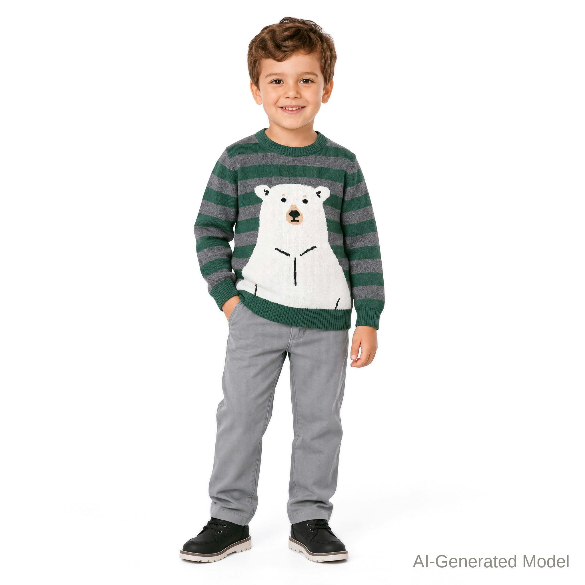 Toddler & Kids Boys Graphic Sweater | Polar Bear - Green