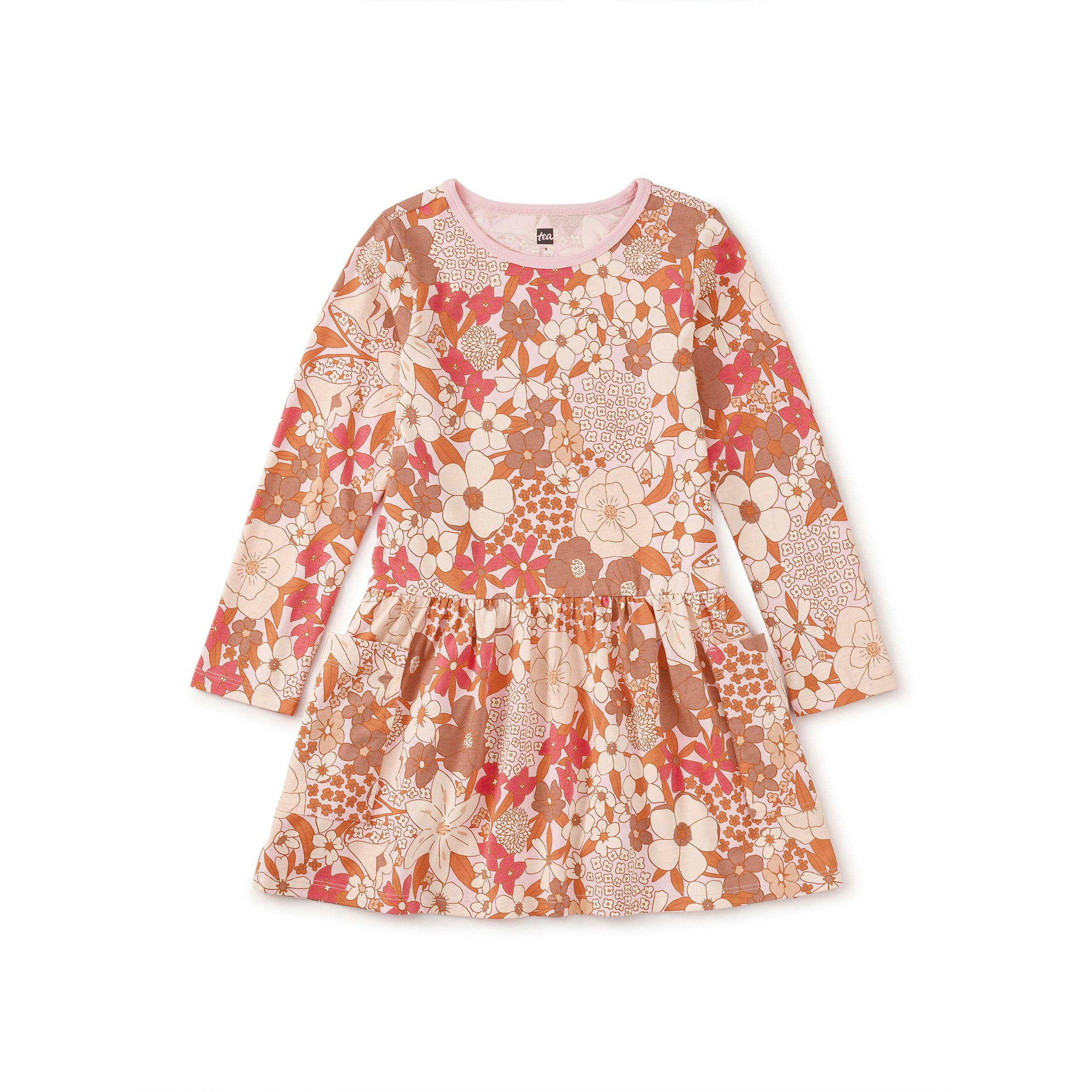 Long Sleeve Pocket Dress, Tonal Chelsea Garden Floral