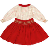 Marie Red Smocked Skirt & Blouse