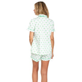 Women's Green Palm Tree Short PJ Set - Organic Cotton Poplin
