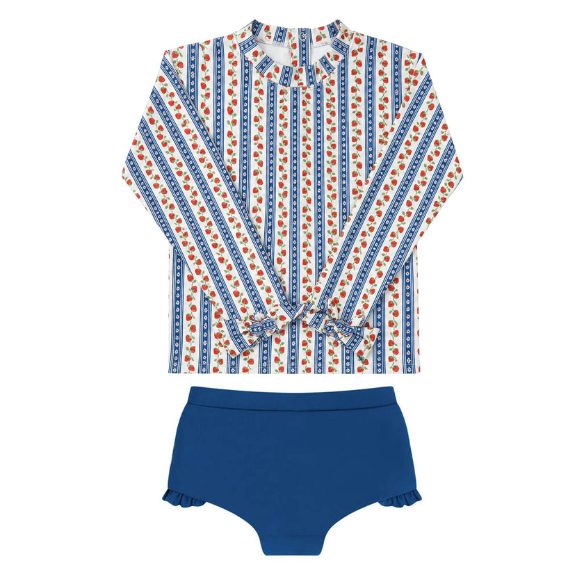 girls strawberry patch rashguard set