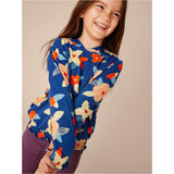 Printed Smocked Hoodie, Brown