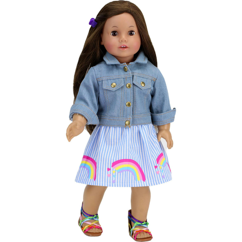 18" Doll Rainbow Stripe Skirt & Tank