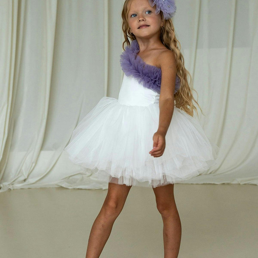 Lilac Ruffle One Shoulder Tutu Dress
