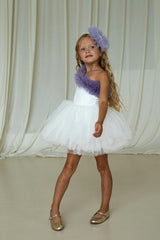 Lilac Ruffle One Shoulder Tutu Dress