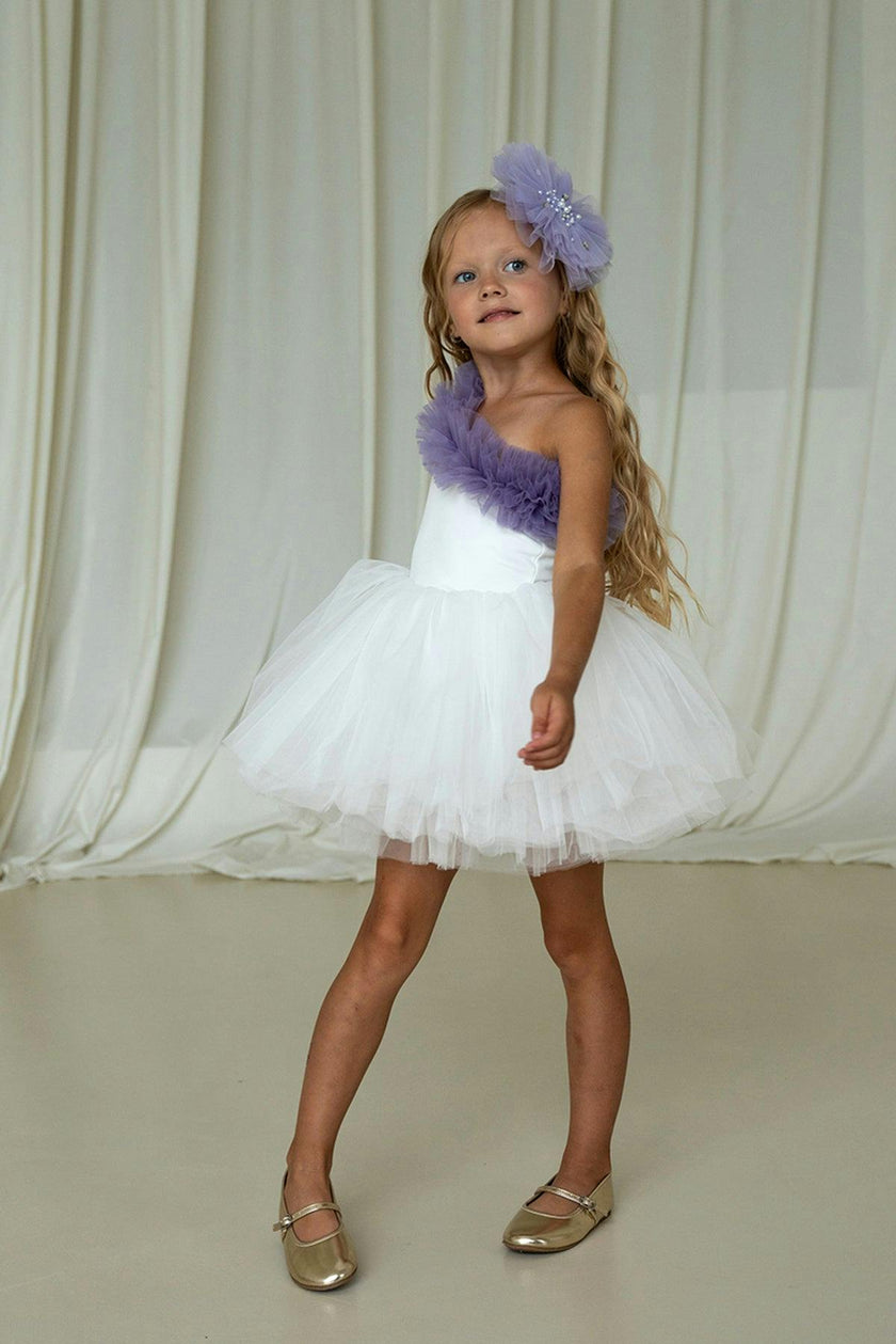Lilac Ruffle One Shoulder Tutu Dress