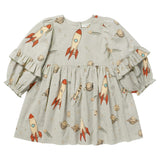 Girls Magnolia Dress - Space Rocket