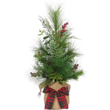 24-Inch Berries and Plaid Ribbon Green Tree